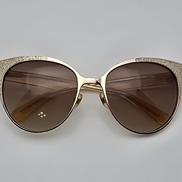 Kate Spade Marietta Gold Glitter Peach Frame Brown Gradient Cat Eye Sunglasses - Picture 10 of 12
